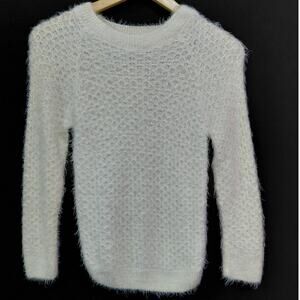 NWT Miss Selfridge Knit Sweater White Solid Long Sleeve Women Size 8